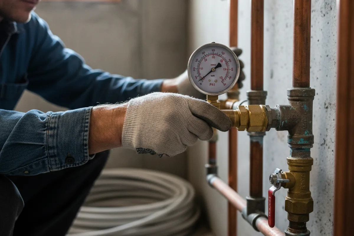 Pressure testing a repaired line during Water Line Repair in Elkview